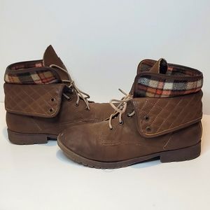 COPY - Rock & Candy Spraypaint combat boots women's size 9.5 Spraypaint-Q brown